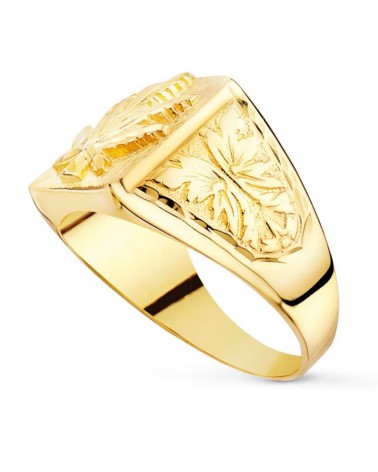 Sello oro 18k hoja marihuana grabada 15x14mm
