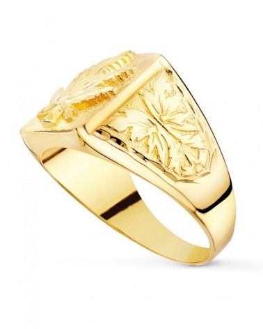 Sello oro 18k hoja marihuana grabada 15x14mm