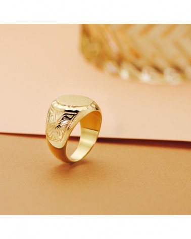 Sello oro 18k caballero redondo grabado 14mm