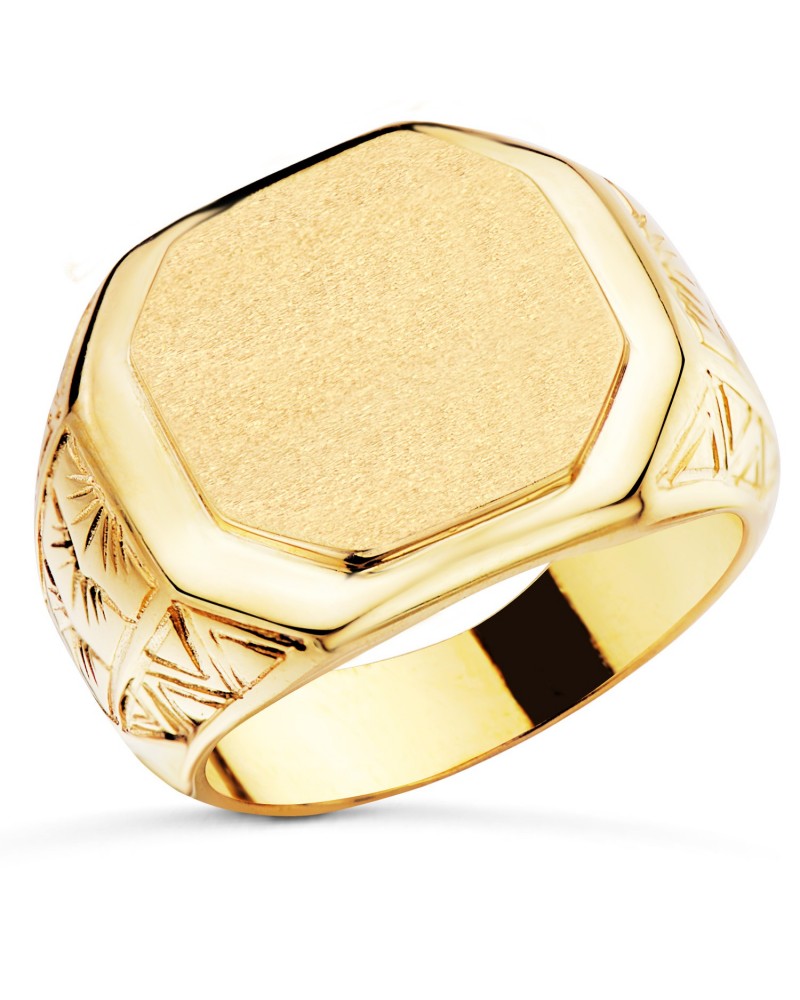 Sello oro amarillo 18k caballero mate y brillo zona grabado
