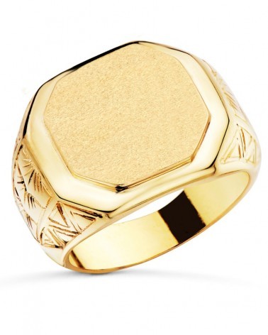 Sello oro amarillo 18k caballero mate y brillo zona grabado