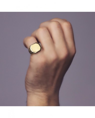 Sello oro amarillo 18k caballero mate y brillo zona grabado