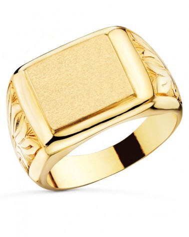 Sello oro amarillo 18k caballero grabado 13x12mm