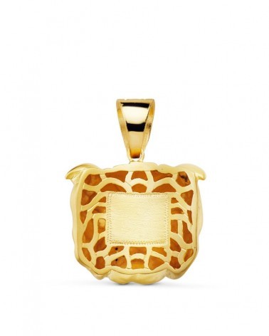 Colgante oro 18k cabeza bulldog inglés tallada 27x31mm