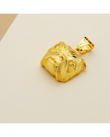 Colgante oro 18k cabeza bulldog inglés tallada 27x31mm