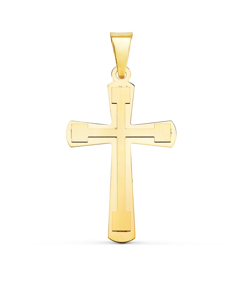 Cruz oro 18k amarillo sin cristo diseño geométrico 33x20mm
