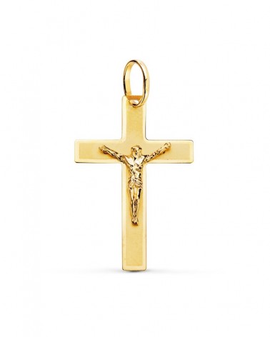 Cruz oro 18k amarillo con Cristo matizada 29x20mm