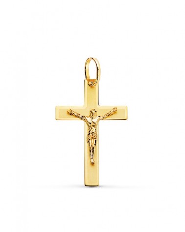 Cruz oro amarillo 18k con Cristo láser 26x17mm