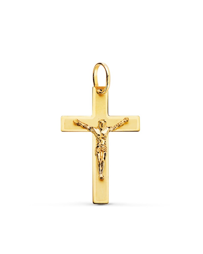 Cruz oro amarillo 18k con Cristo láser 26x17mm