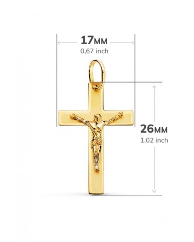 Cruz oro amarillo 18k con Cristo láser 26x17mm