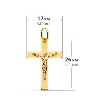 Cruz oro amarillo 18k con Cristo láser 26x17mm