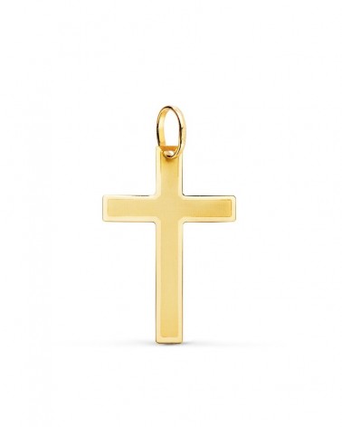Cruz oro 18k amarillo mate y brillo sin cristo 26x17mm