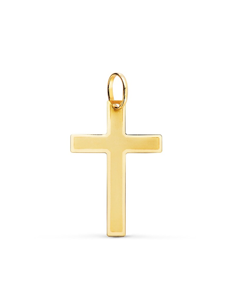 Cruz oro 18k amarillo mate y brillo sin cristo 26x17mm