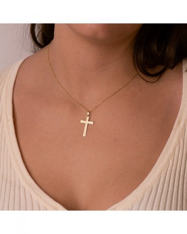 Cruz oro 18k amarillo sin Cristo 25x16mm