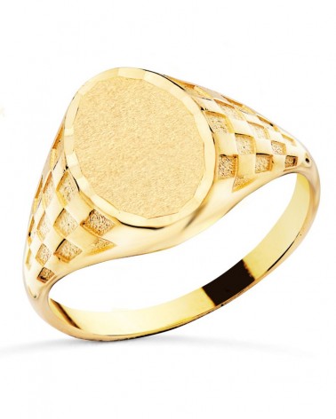 Sello oro 18k amarillo cabeza oval tallado 13x9mm