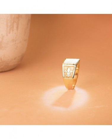 Sello oro 18k amarillo caballero flor de lis 11,5x11mm