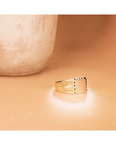 Sello oro 18k amarillo caballero flor de lis 11,5x11mm