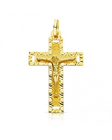 Cruz oro 18k amarillo con Cristo tallada 35x22 mm