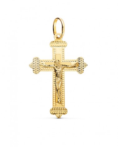 Cruz oro 18k amarillo con Cristo tallada 35x23mm