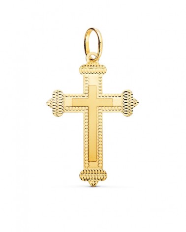 Cruz oro 18k amarillo sin cristo tallada 35x23mm