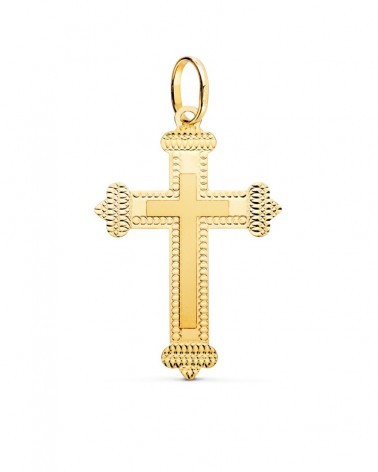 Cruz oro 18k amarillo sin cristo tallada 35x23mm