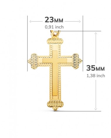 Cruz oro 18k amarillo sin cristo tallada 35x23mm