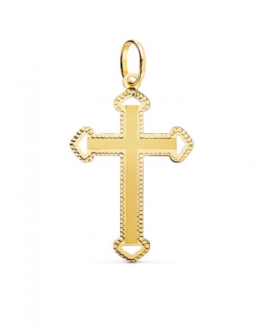 Cruz oro 18k amarillo sin Cristo tallada 35x22mm