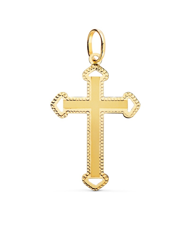 Cruz oro 18k amarillo sin Cristo tallada 35x22mm