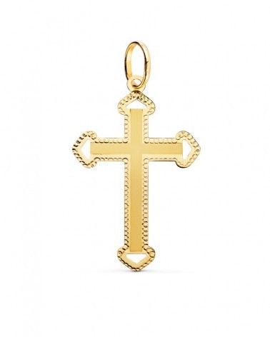 Cruz oro 18k amarillo sin Cristo tallada 35x22mm