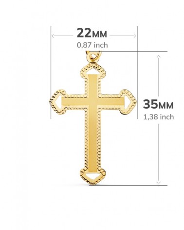 Cruz oro 18k amarillo sin Cristo tallada 35x22mm