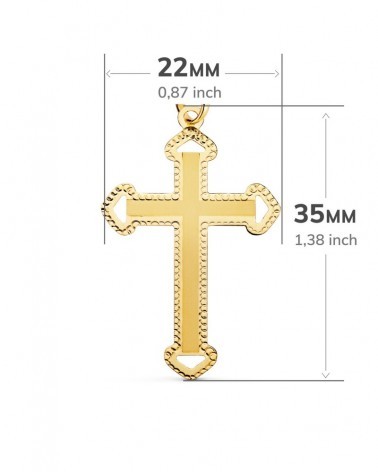 Cruz oro 18k amarillo sin Cristo tallada 35x22mm