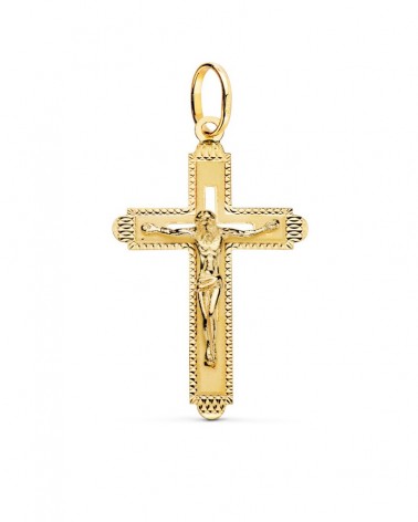 Cruz oro 18k amarillo con Cristo tallado 35x22mm