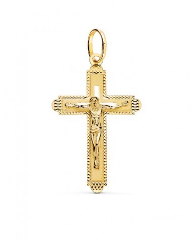 Cruz oro 18k amarillo con Cristo tallado 35x22mm