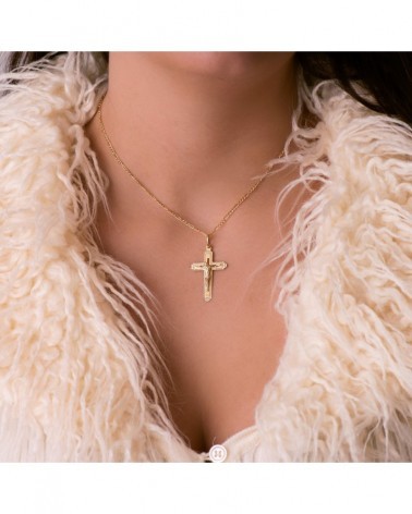 Cruz oro 18k amarillo con Cristo tallado 35x22mm