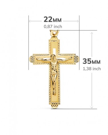 Cruz oro 18k amarillo con Cristo tallado 35x22mm