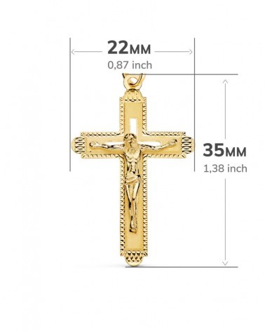 Cruz oro 18k amarillo con Cristo tallado 35x22mm