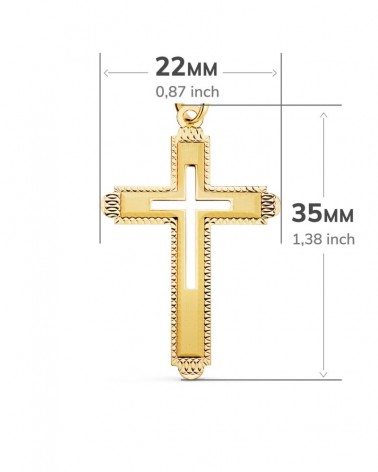 Cruz oro amarillo 18k tallada sin cristo 35x22mm