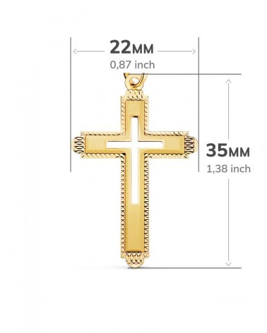 Cruz oro amarillo 18k tallada sin cristo 35x22mm