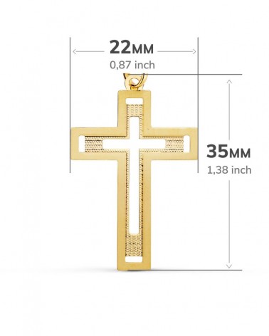 Cruz oro 18k amarillo sin cristo tallada 35x22mm