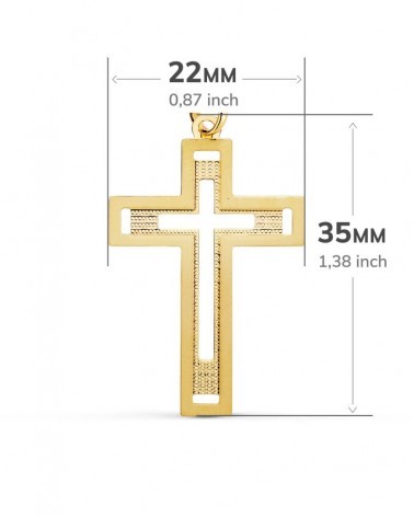 Cruz oro 18k amarillo sin cristo tallada 35x22mm