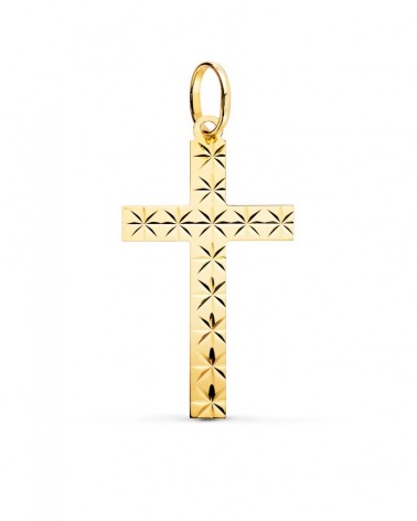 Cruz oro amarillo 18k tallada sin cristo 35x19mm