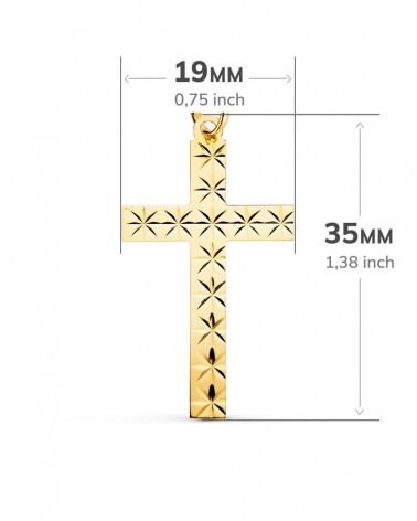 Cruz oro amarillo 18k tallada sin cristo 35x19mm