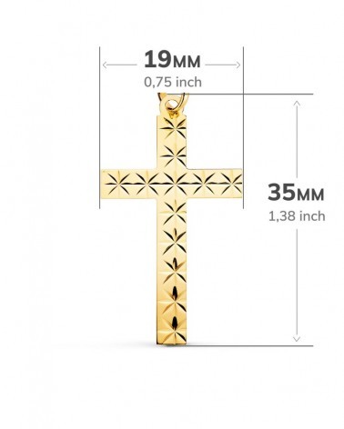 Cruz oro amarillo 18k tallada sin cristo 35x19mm
