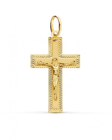 Cruz oro amarillo 18k con Cristo tallada 35x20mm