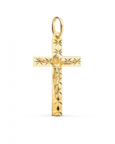 Cruz oro amarillo 18k Cristo tallado 34x19mm