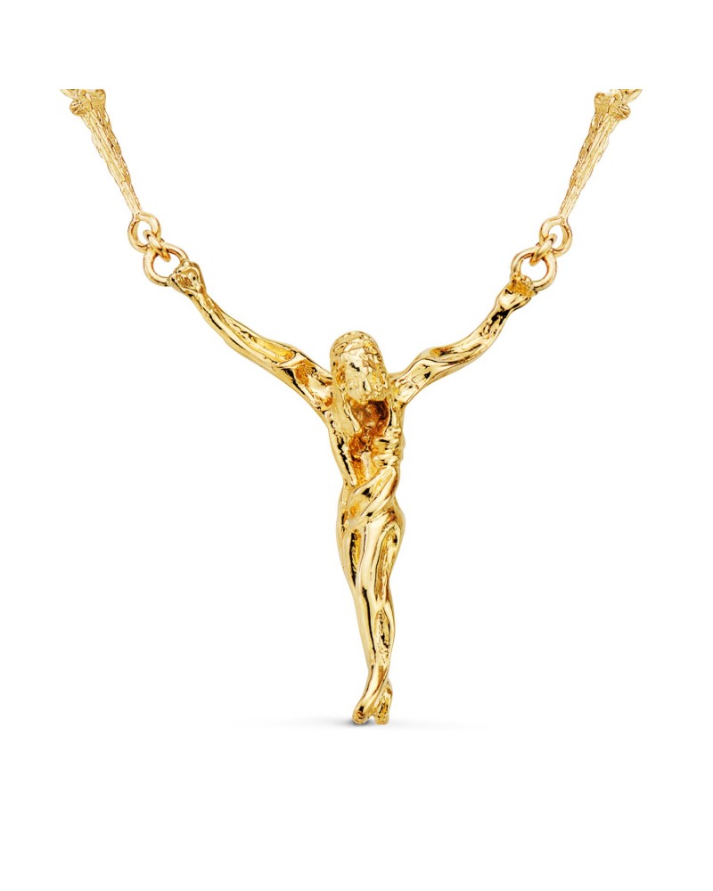 Colgante cristo oro 18k Dalí con cadena clavos 50cm