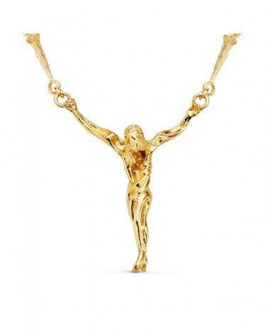 Colgante cristo oro 18k Dalí con cadena clavos 50cm