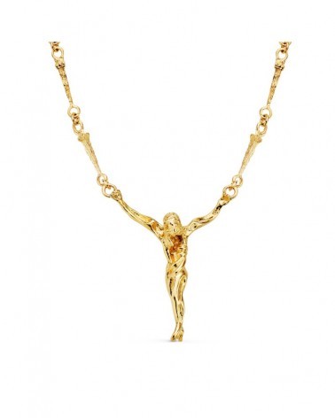 Colgante cristo oro 18k Dalí con cadena clavos 50cm