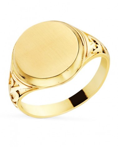 Sello oro 18k amarillo cabeza redonda matizada 12mm
