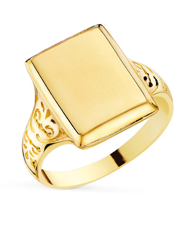 Sello oro 18k amarillo tallados laterales 13x10mm